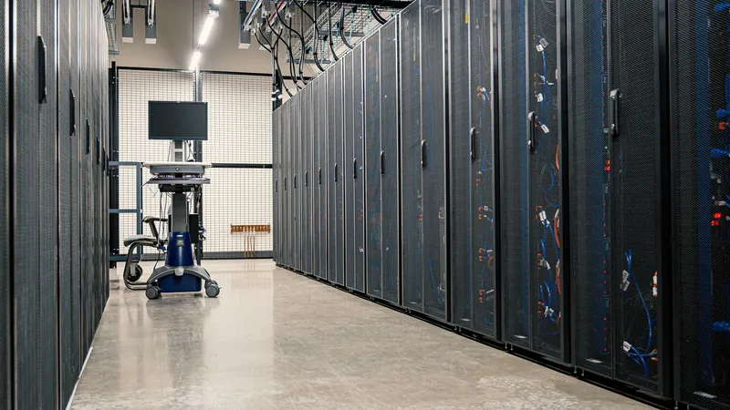 Rows of server racks in a modern data center, illustrating the hardware costs behind the Hetzner price increase.