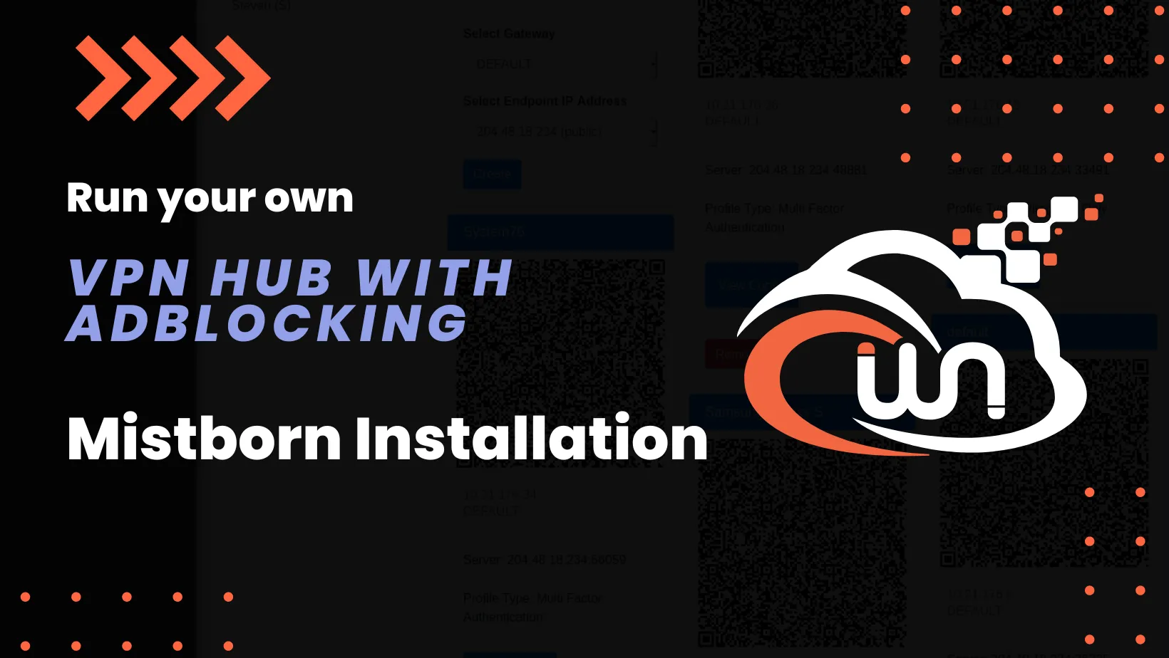 Mistborn self-hosted VPN platform admin dashboard on Debian 12 showing Wireguard peer status