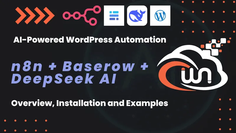 AI WordPress automation pipeline using DeepSeek, n8n, and Baserow on self-hosted Docker infrastructure
