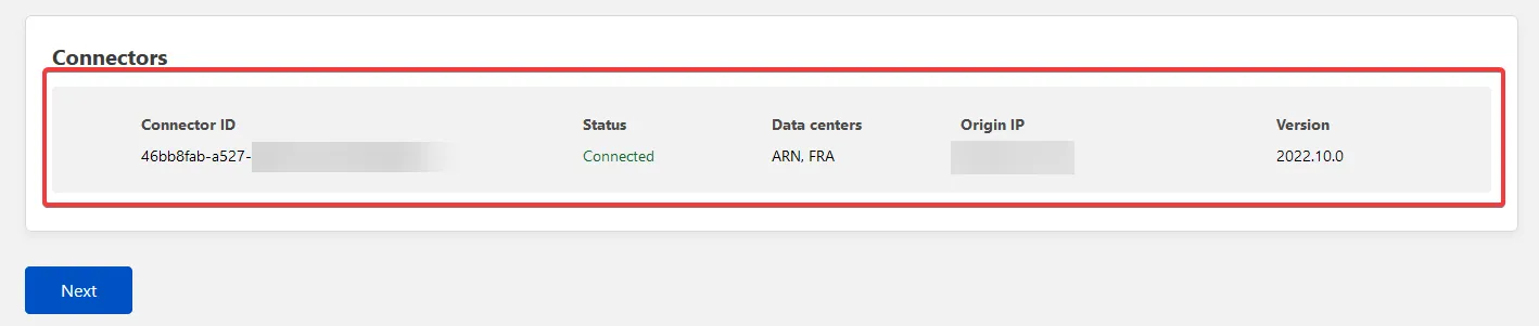 Cloudflare Tunnel showing an established healthy connection from the Plausible self-hosted analytics server