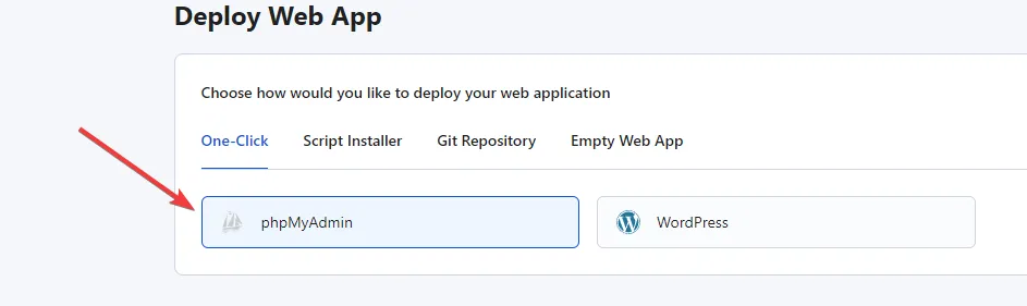 WordPress admin recovery: phpMyAdmin deployed alongside the WordPress site through a hosting control panel